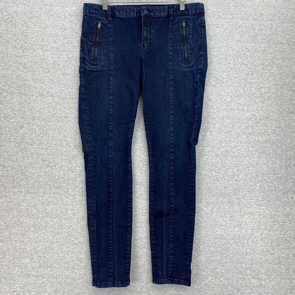 Tommy Hilfiger Jeans Womens 12 Skinny Mid Rise Dark Denim Stretch Front Zipper